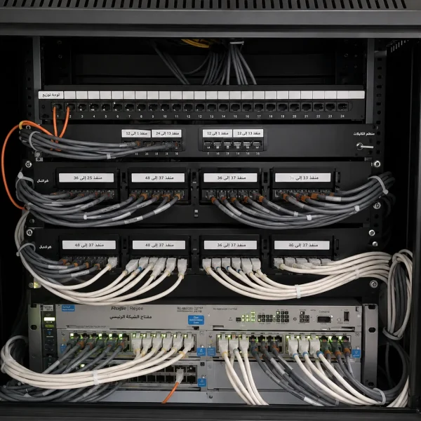 A close up photo of a network server rack cabinet result 1 600x600