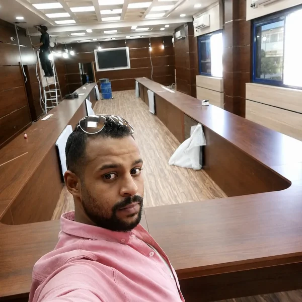 A wide angle indoor selfie scene in a modern confe result 1 600x600